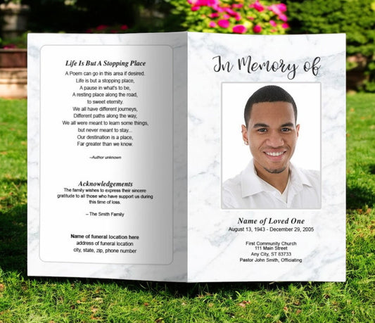 Marble Funeral Program Template