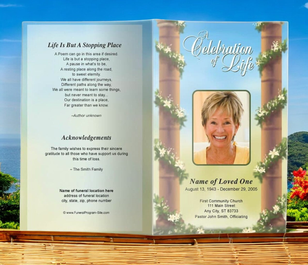 Pillars Funeral Program Template | DIY Funeral Programs – Funeral ...