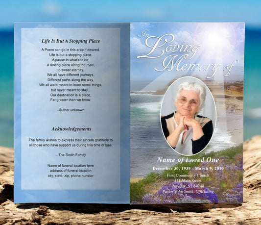 Seascape Funeral Program Template