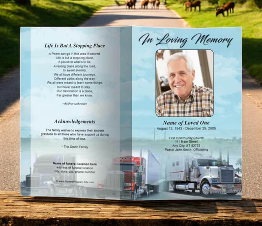 Big Rig Funeral Program Template