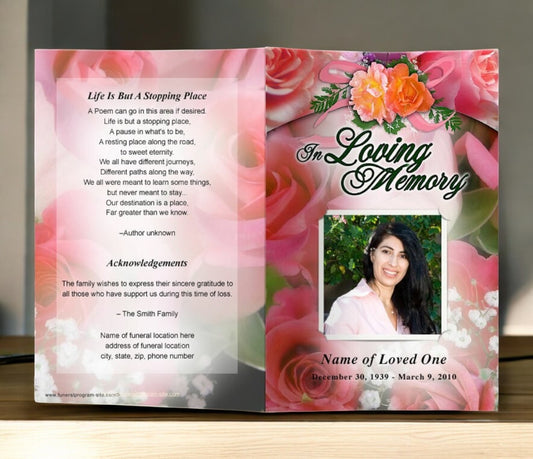 Rosy Funeral Program Template