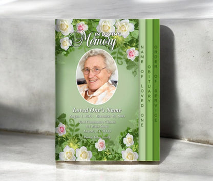 Garden 8-Sided Graduated Funeral Program Template