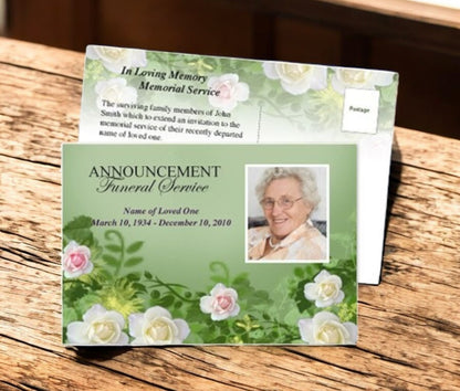 Garden Funeral Announcement Postcard Template
