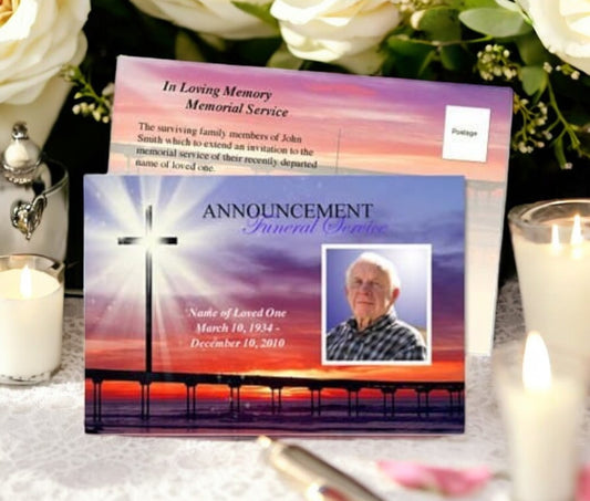 Glorify Funeral Announcement Postcard Template