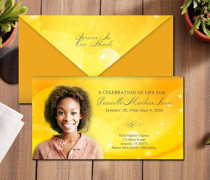 Golden Glow Envelope Fold Funeral Program Design & Print (Pack of 50)