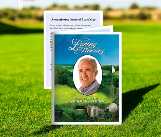 Golfer Small Memorial Card Template