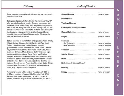 Patchwork 4-Sided Graduated Funeral Program Template.