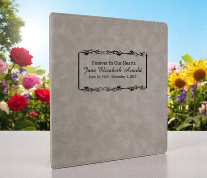 Border Flowers 3-Ring Binder Funeral Guest Book