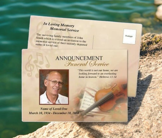 Harmony Funeral Announcement Postcard Template