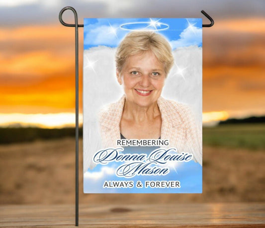 Heavenlies Personalized Memorial Garden Flag - Funeral Program - Site Funeral Programs & Templates