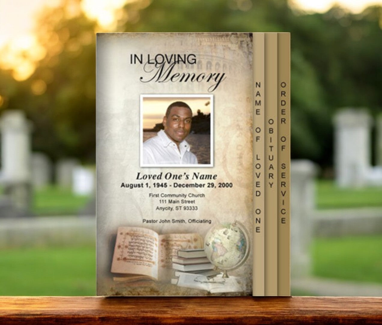 History 8-Sided Graduated Funeral Program Template