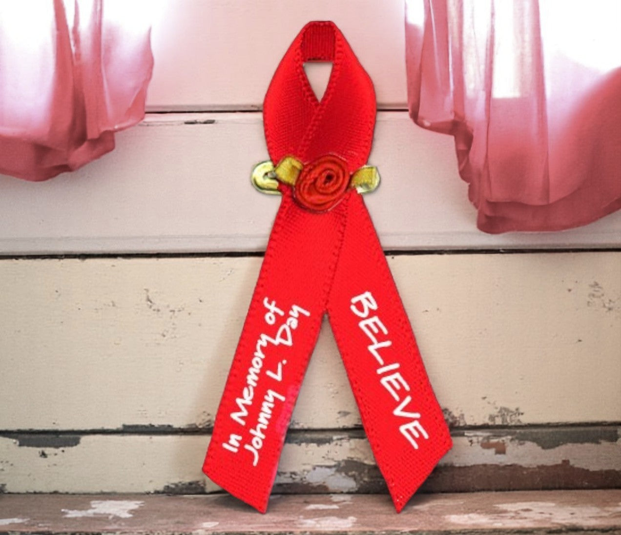 Personalized HIV-Aids Awareness Ribbon (Red) - Pack of 10