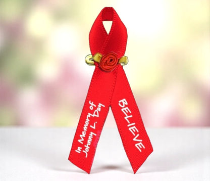 Personalized HIV-Aids Awareness Ribbon (Red) - Pack of 10