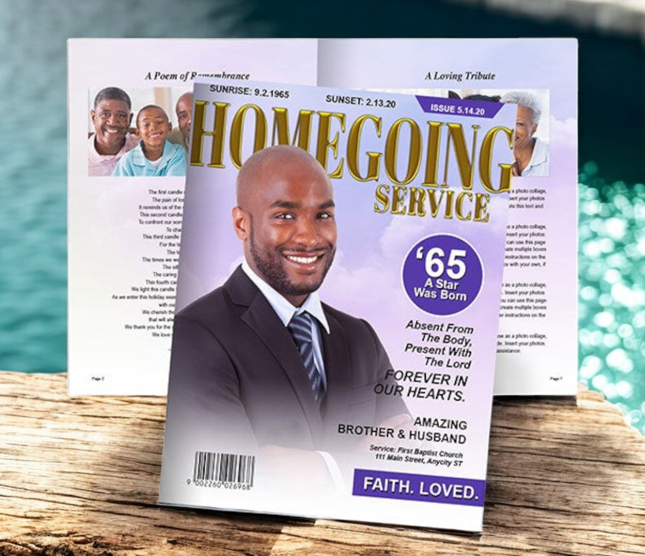 Homegoing Service Magazine Style Funeral Booklet Template