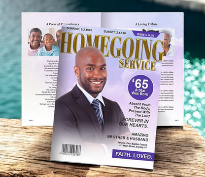 Homegoing Service Magazine Style Funeral Booklet Template