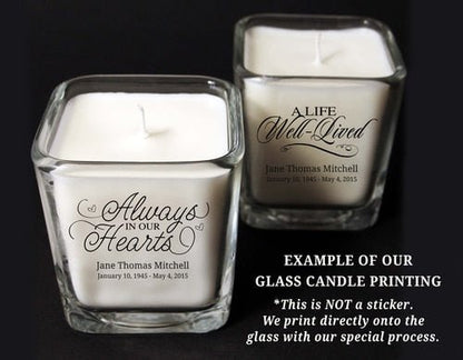 Honoring Her Spirit Glass Cube Memorial Candle - The Funeral Program Site