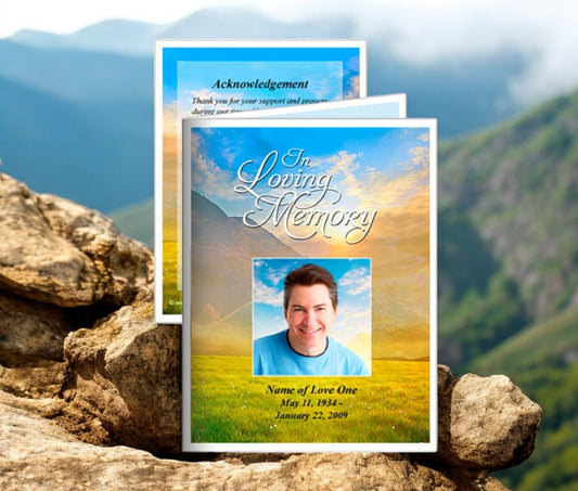 Horizon Small Memorial Card Template