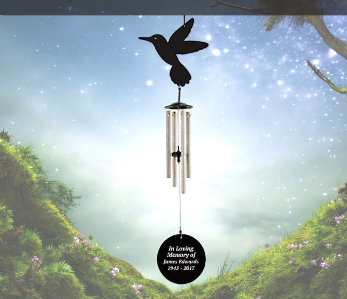 Hummingbird Silhouette In Loving Memory Memorial Wind Chime – Funeral ...