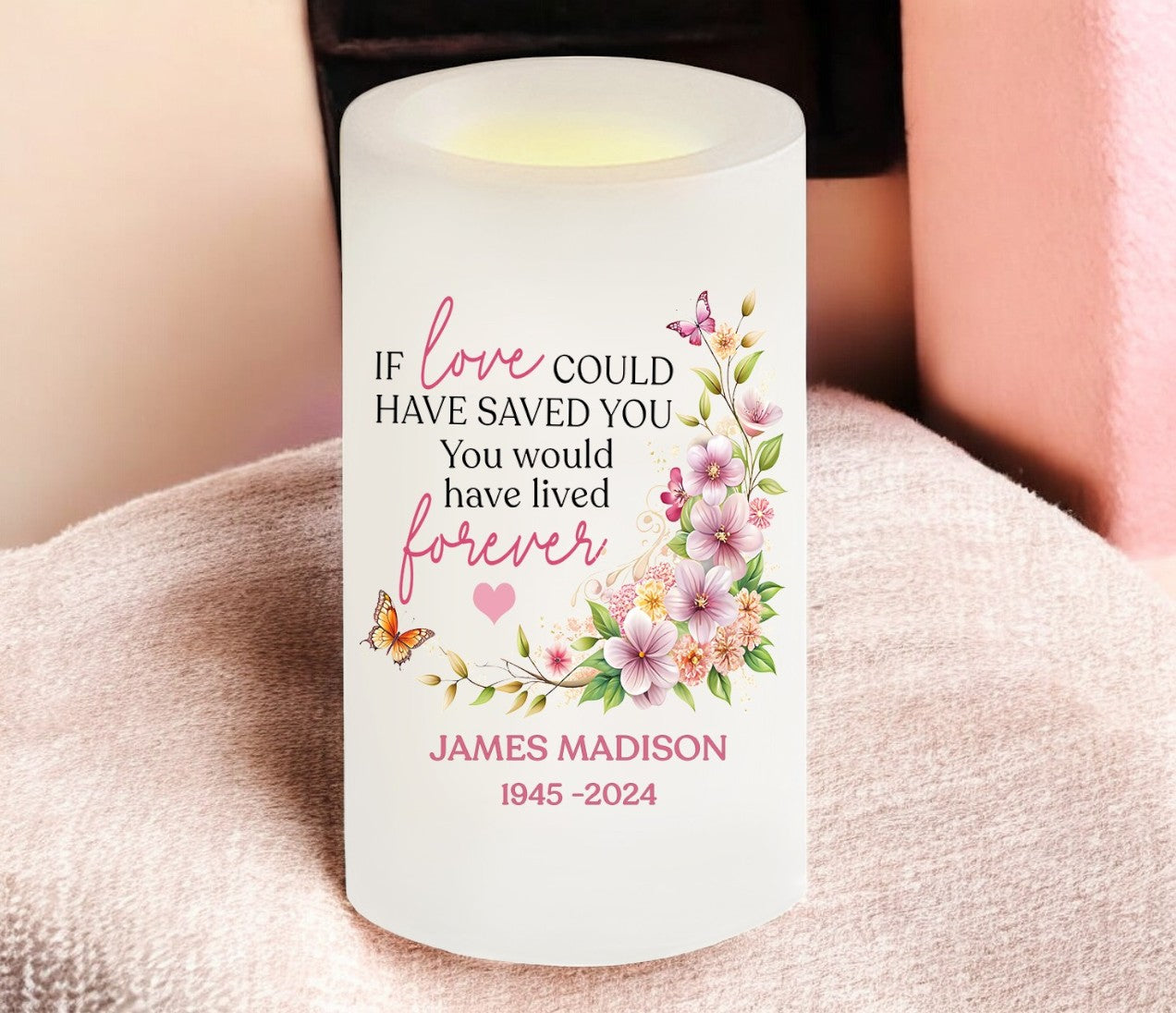 If Love Personalized Flameless LED Memorial Candle