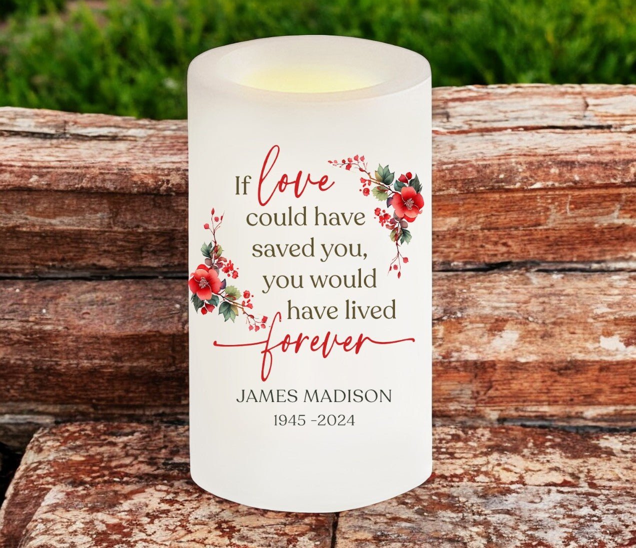 If Loved Personalized Flameless LED Memorial Candle – Funeral Program ...