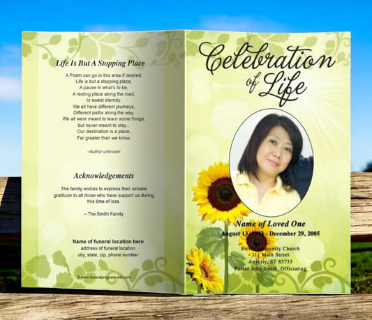 Sunflower Funeral Program Template