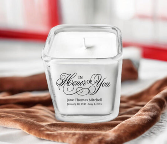 In Honor of You Glass Cube Memorial Candle - The Funeral Program Site