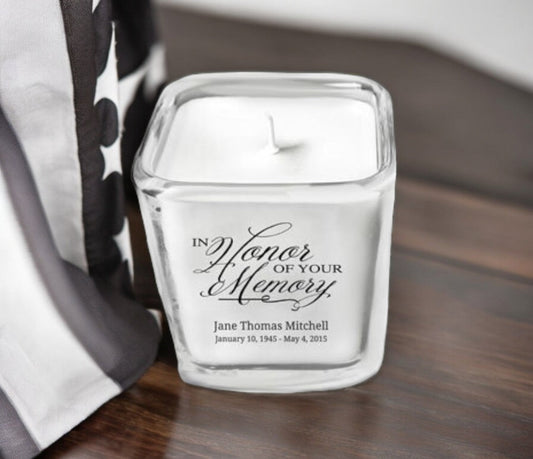 In Honor Of Your Memory Glass Cube Memorial Candle - The Funeral Program Site