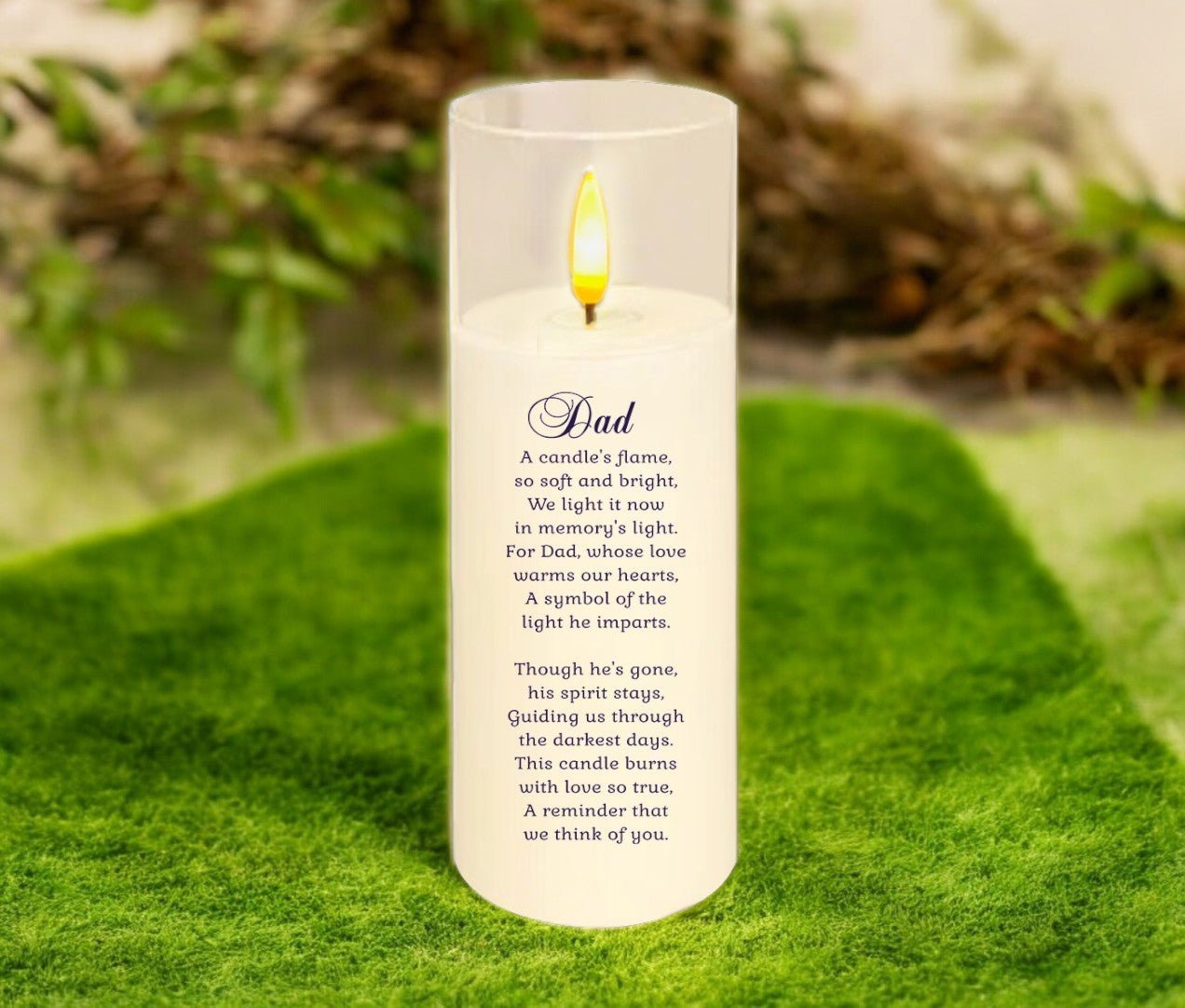 In Memory of Dad Flameless Acrylic LED Memorial Candle - The Funeral Program Site