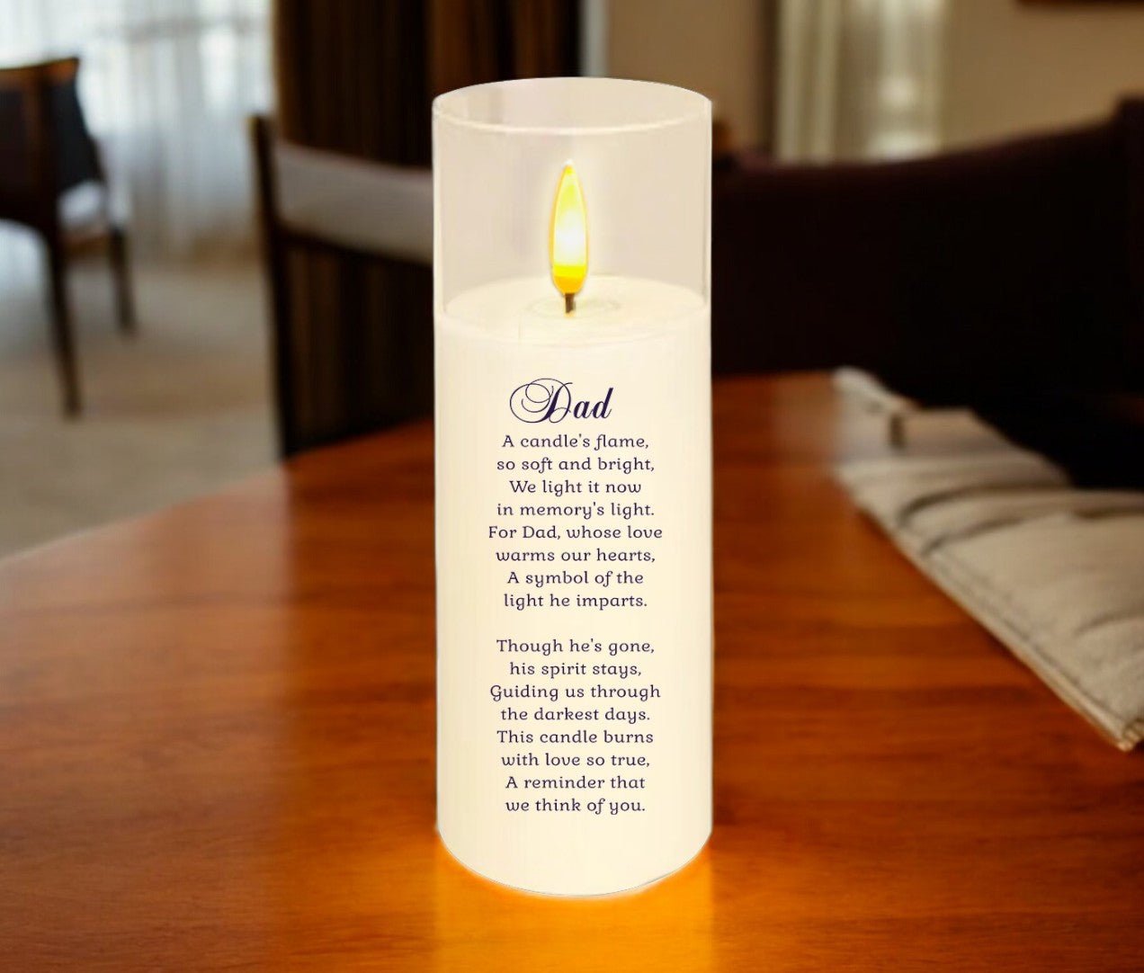 In Memory of Dad Flameless Acrylic LED Memorial Candle - The Funeral Program Site