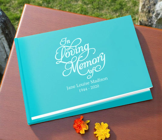In Loving Memory Landscape Linen Funeral Guest Book