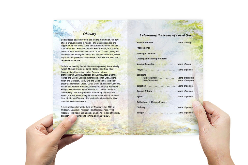 Greenery Funeral Program Template