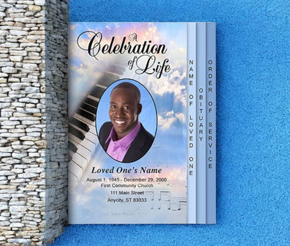 Ivory 8-Sided Funeral Graduated Funeral Program Template