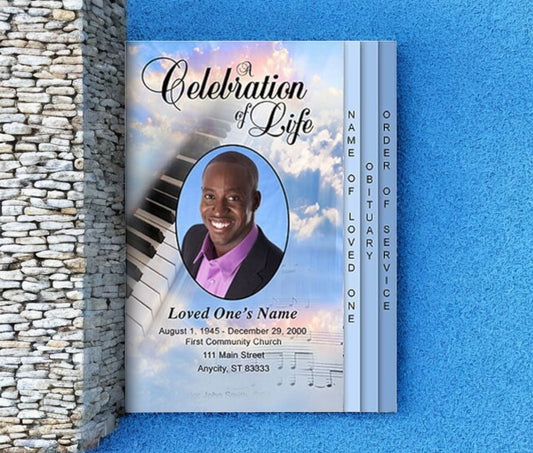 Ivory 8-Sided Funeral Graduated Funeral Program Template