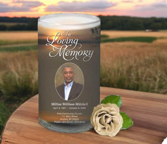 Kenya Personalized Glass Memorial Candle - The Funeral Program Site
