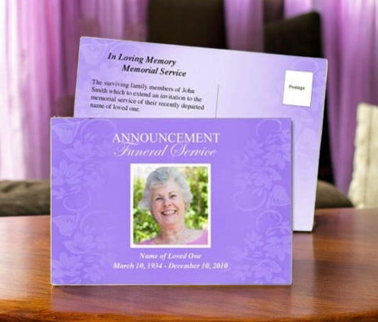 Lavender Funeral Announcement Template