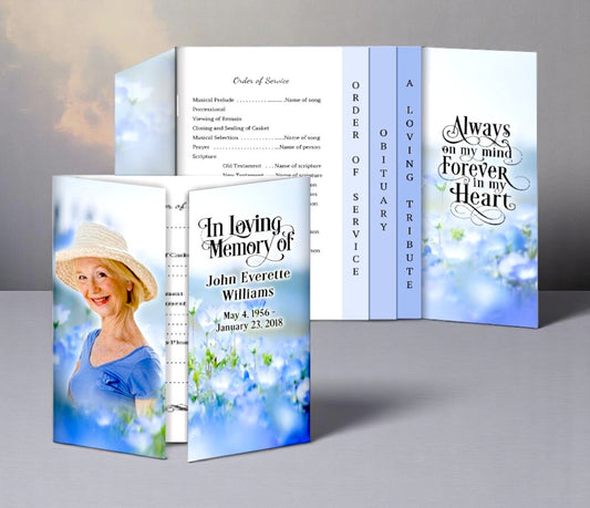 Lavender Gatefold-Graduated Combo Funeral Program Design & Print (Pack of 50)