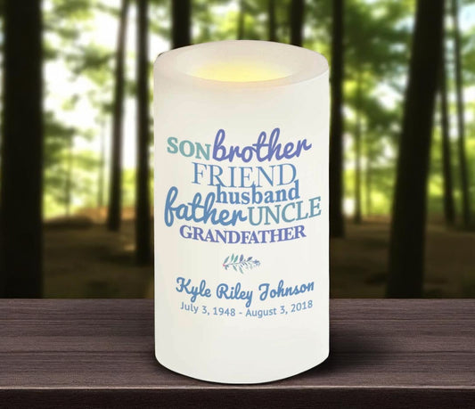 For Him Personalized Flameless LED Memorial Candle