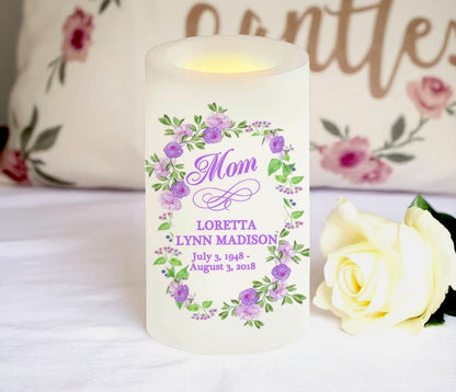 Lavender Personalized Flameless LED Memorial Candle