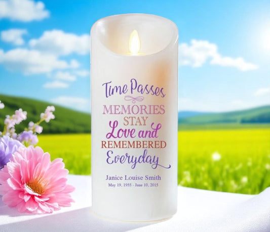 Time Passes Dancing Wick LED Memorial Candle