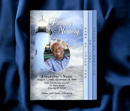 Lighthouse 8-Sided Funeral Graduated Program Template