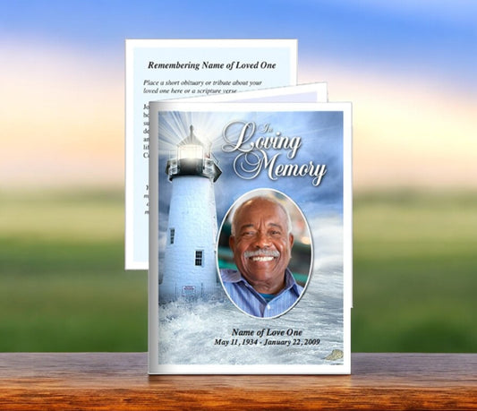 Lighthouse Small Memorial Card Template