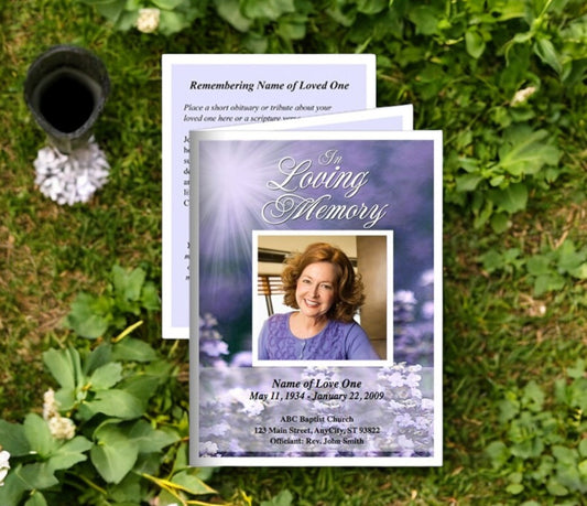 Lilac Small Memorial Card Template