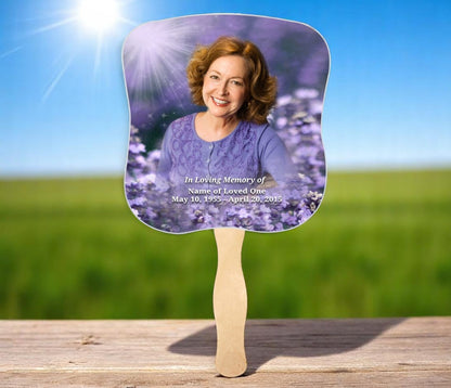Lilac Memorial Fan With Wooden Handle (Pack of 10)