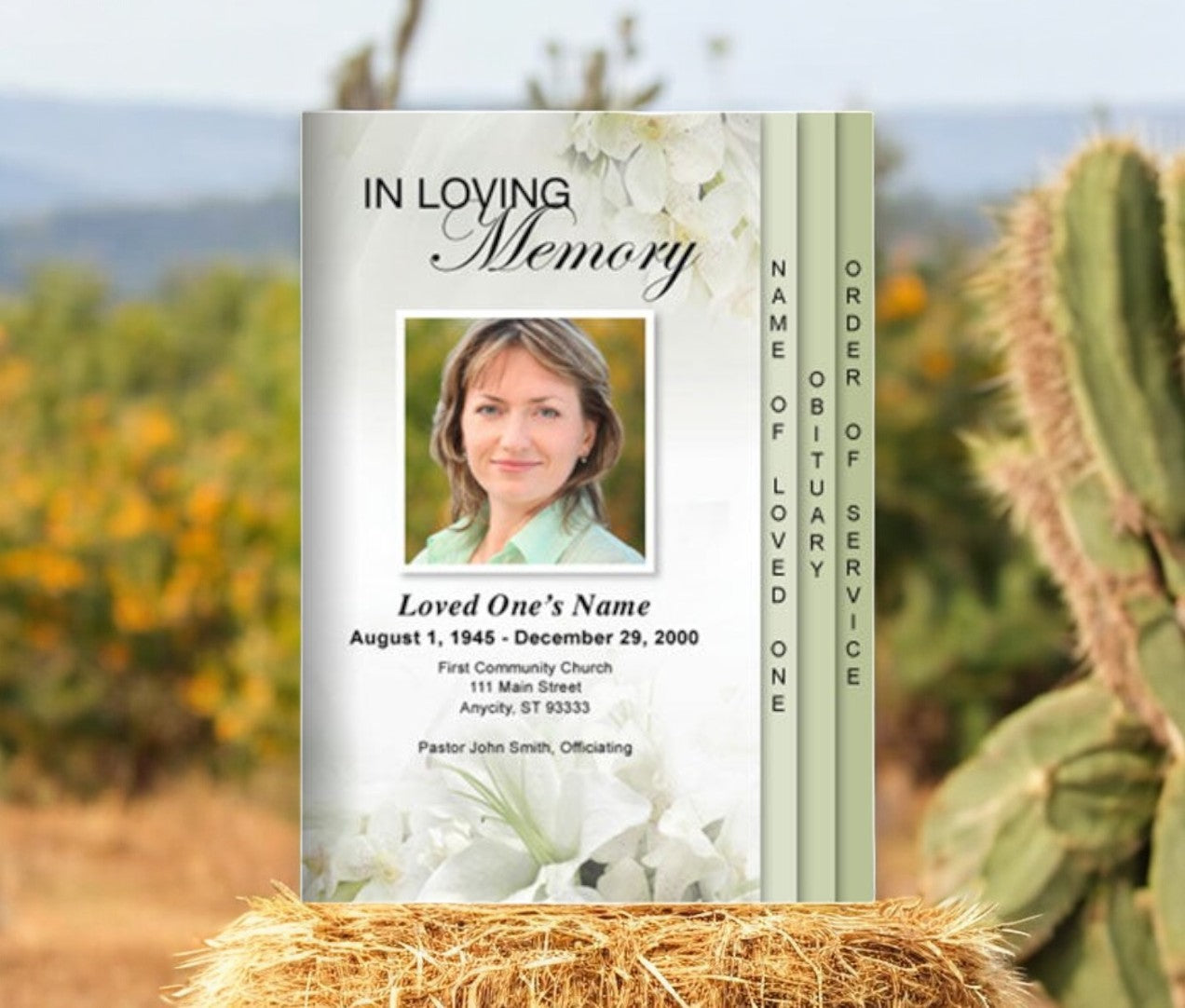 Lily 8-Sided Funeral Graduated Program Template