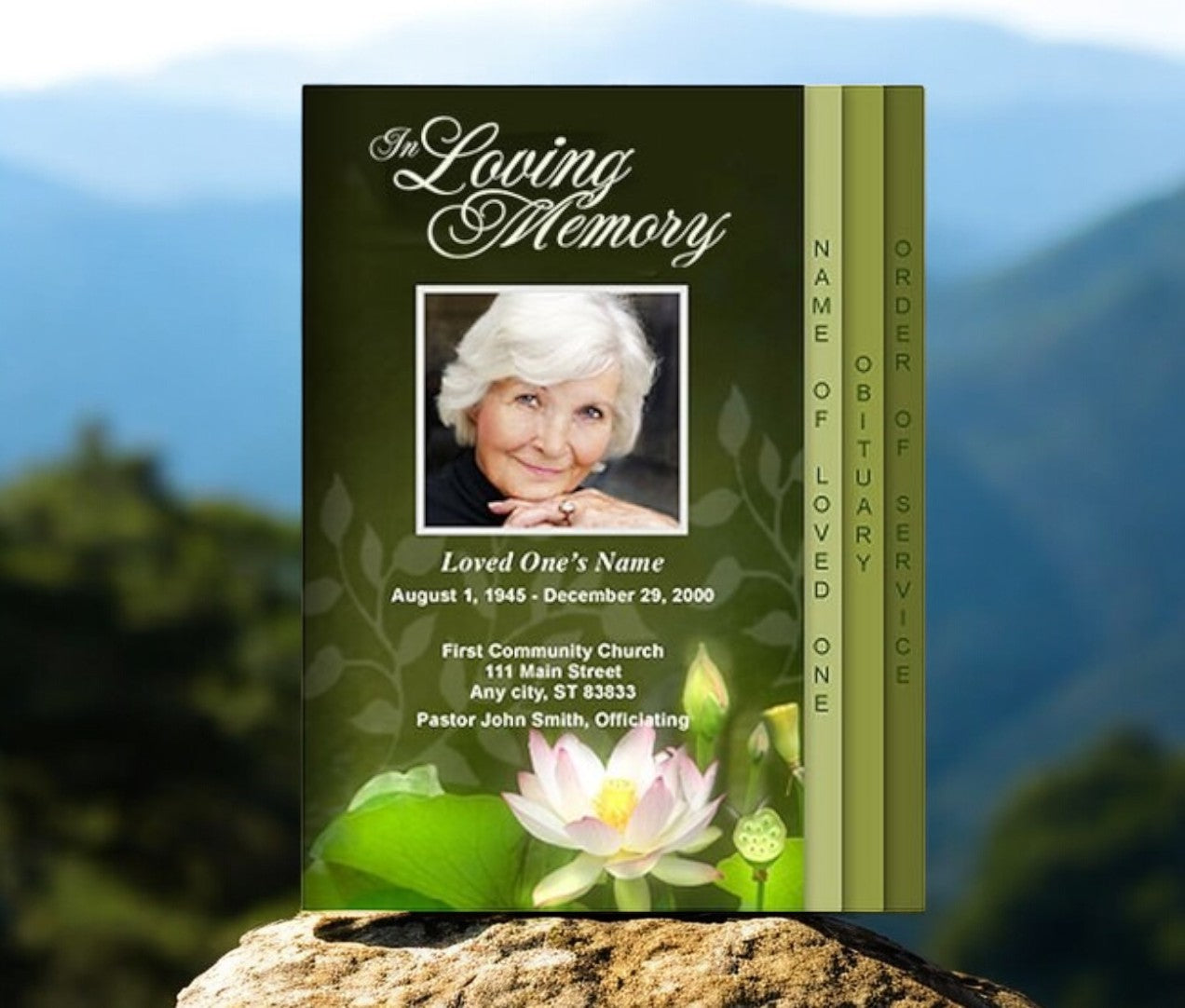 Lotus 8-Sided Funeral Graduated Program Template
