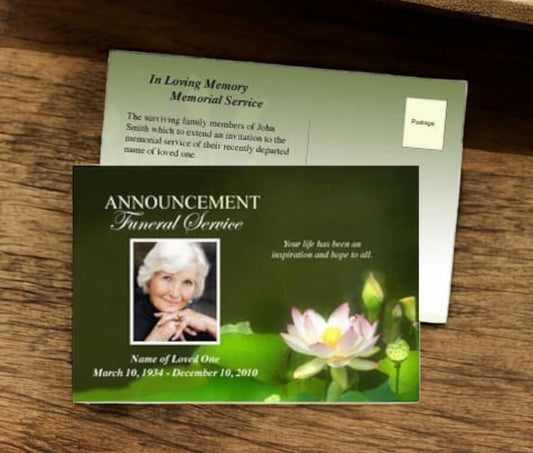 Lotus Funeral Announcement Template