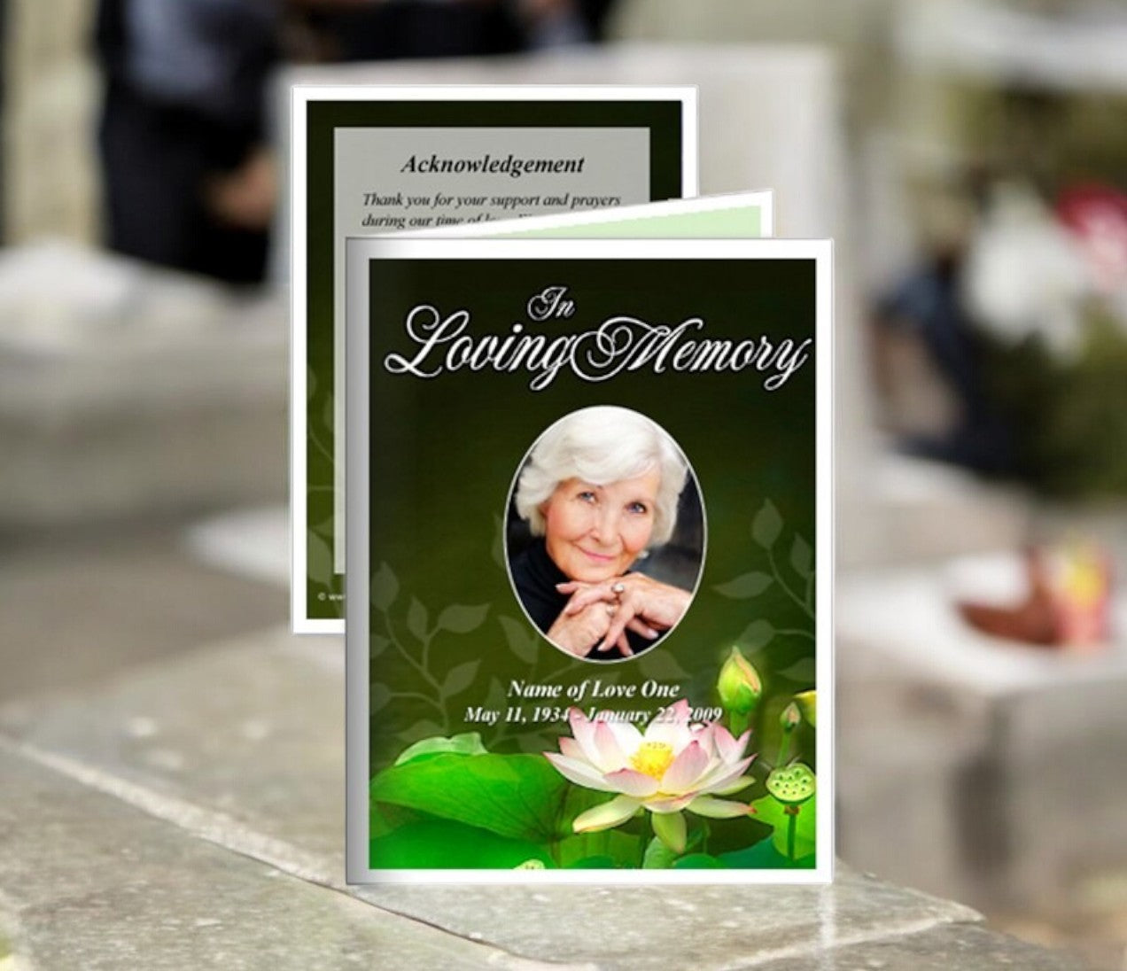 Lotus Small Memorial Card Template