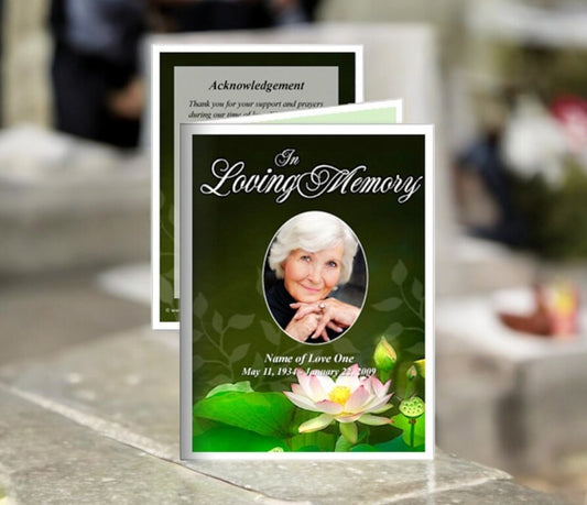 Lotus Small Memorial Card Template