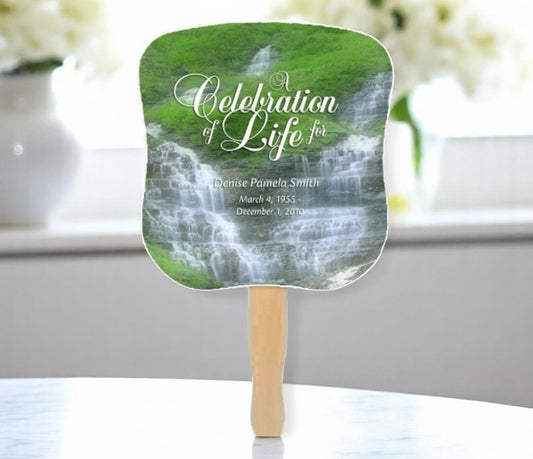 Majestic Memorial Fan With Wooden Handle (Pack of 10)
