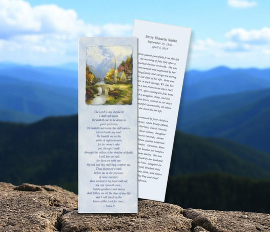 Mountain Chapel Funeral Bookmark Paper (Pack of 24)